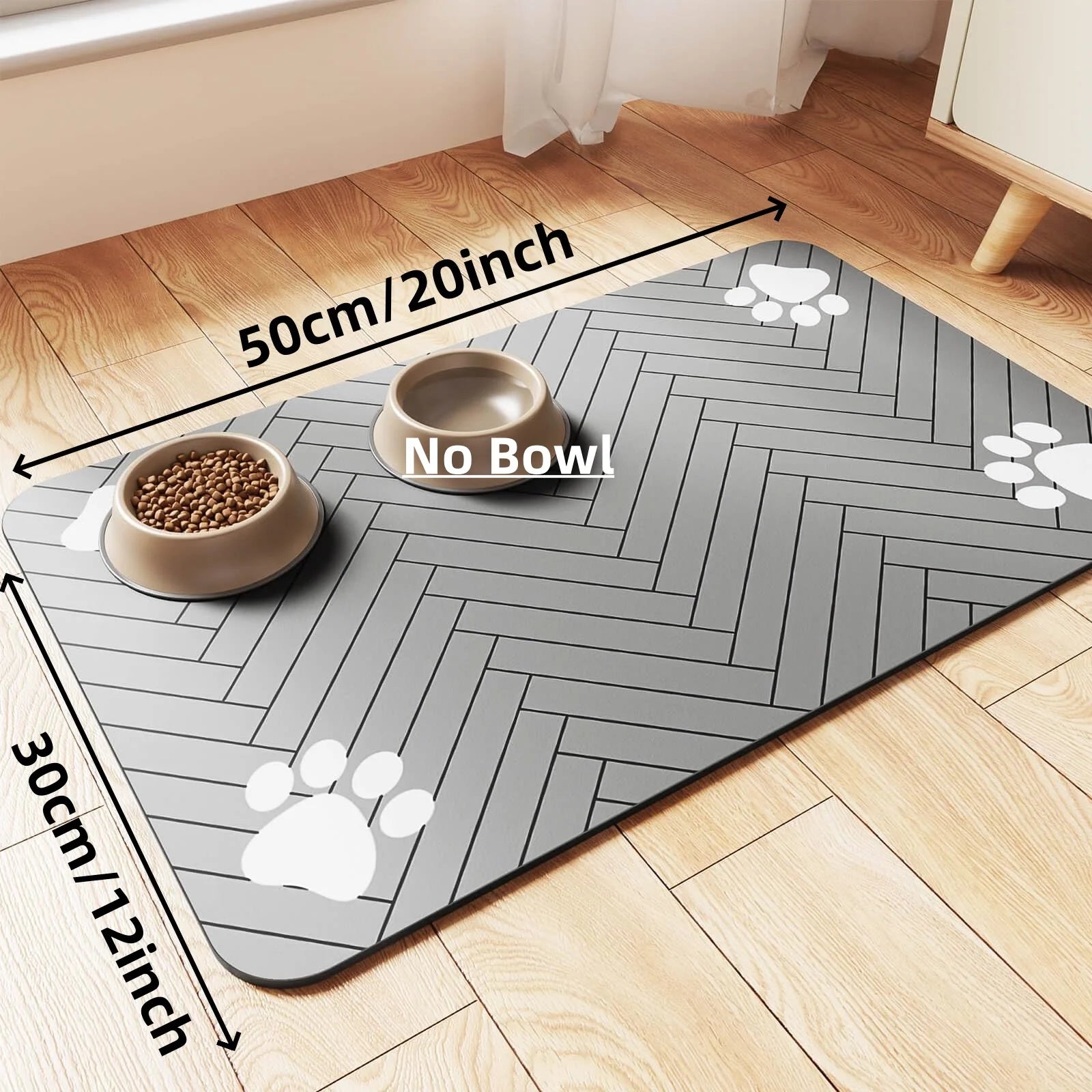 Absorbent Pet Feeding Mat with Waterproof Rubber Backing - Quick-Dry Placemat for Food and Water Bowls for Dogs and Cats