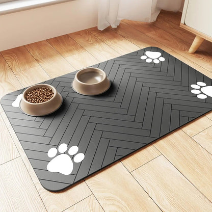 Absorbent Pet Feeding Mat with Waterproof Rubber Backing - Quick-Dry Placemat for Food and Water Bowls for Dogs and Cats