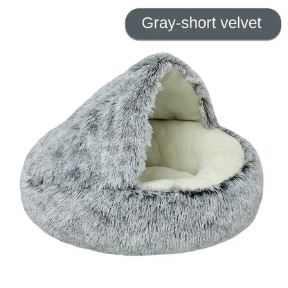 Plush Pet Cat Bed Round Cushion House 2 in 1 Warm Cat Basket Pet Sleep Bag Cat Nest Kennel for Small Dog Bed