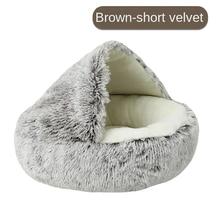 Plush Pet Cat Bed Round Cushion House 2 in 1 Warm Cat Basket Pet Sleep Bag Cat Nest Kennel for Small Dog Bed