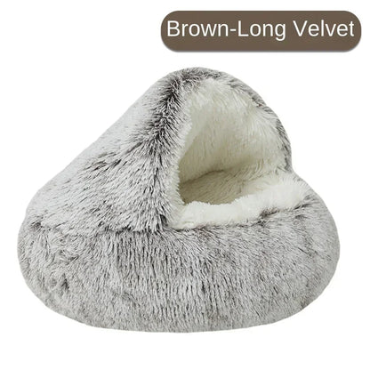 Plush Pet Cat Bed Round Cushion House 2 in 1 Warm Cat Basket Pet Sleep Bag Cat Nest Kennel for Small Dog Bed